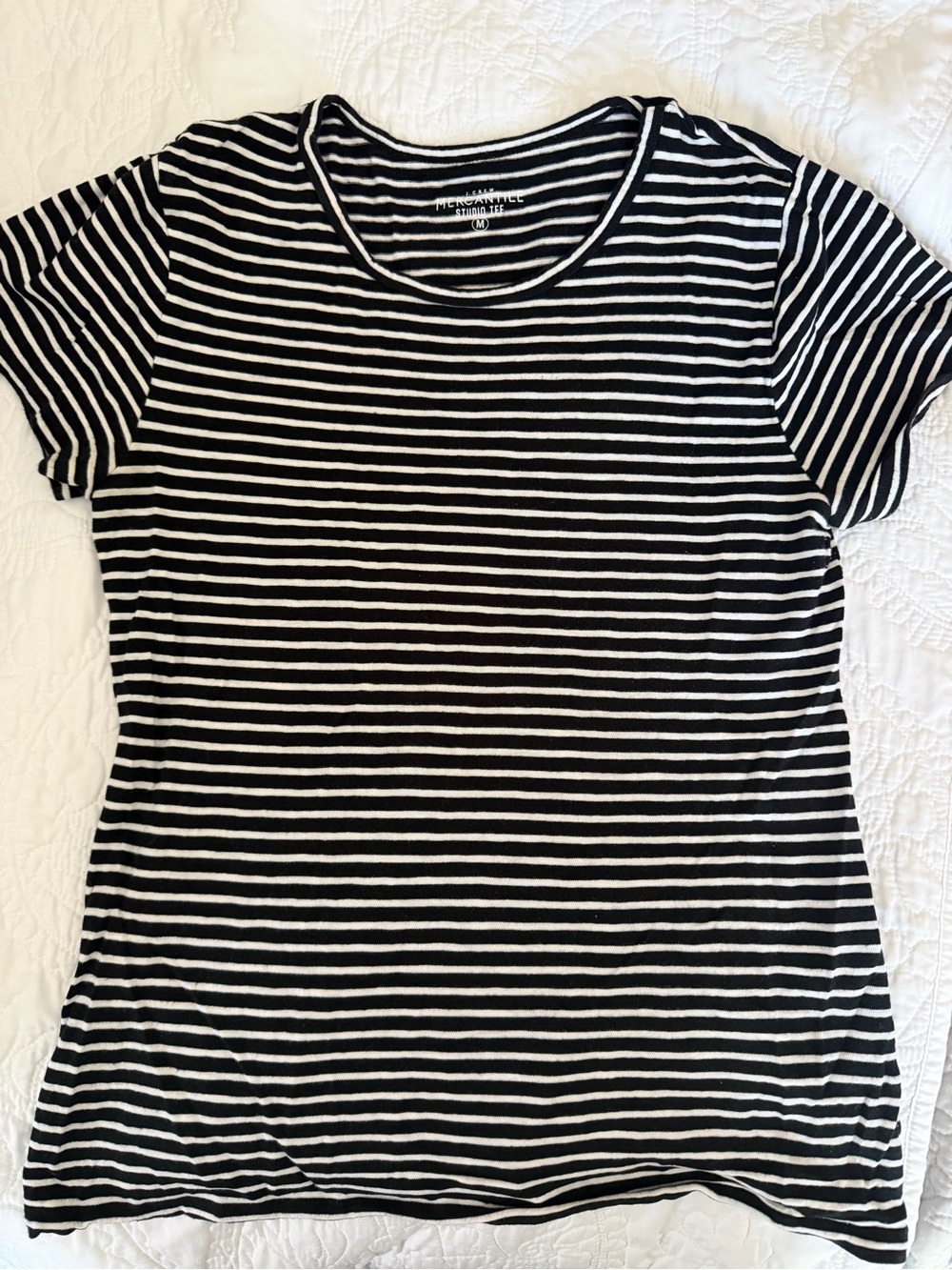 J. Crew Black and White Striped Short-Sleeve Tee